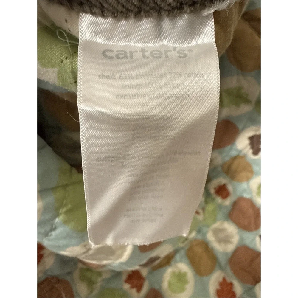 Carter's Baby Quilted Blanket Forest Animals & Mushrooms Embroidered Reversible